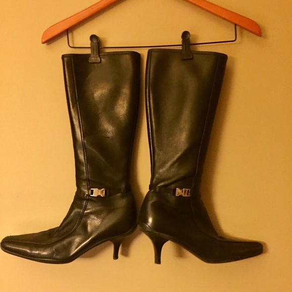 black and orange prada boots